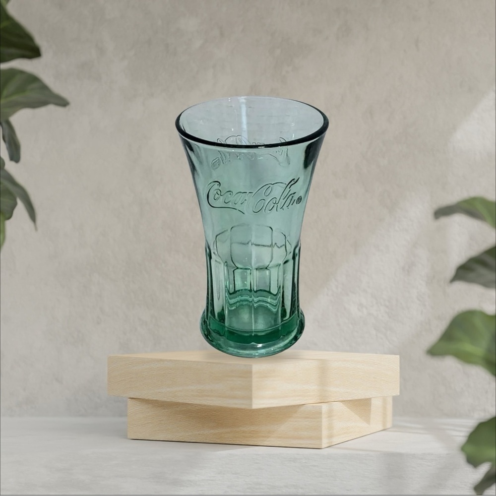 VINTAGE LIBBEY GREEN FLAIR TOP COCA COLA 16 OZ COKE GLASS~Vase